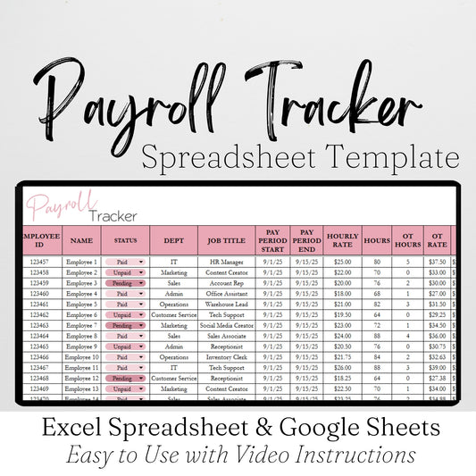 Payroll Tracker Template Google Sheets and Excel Spreadsheet