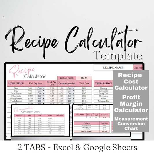 Recipe Calculator Google Sheet and Excel Spreadsheet