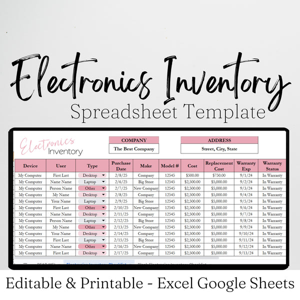 Electronics Inventory Tracker Template Google Sheets Excel Spreadsheet ...