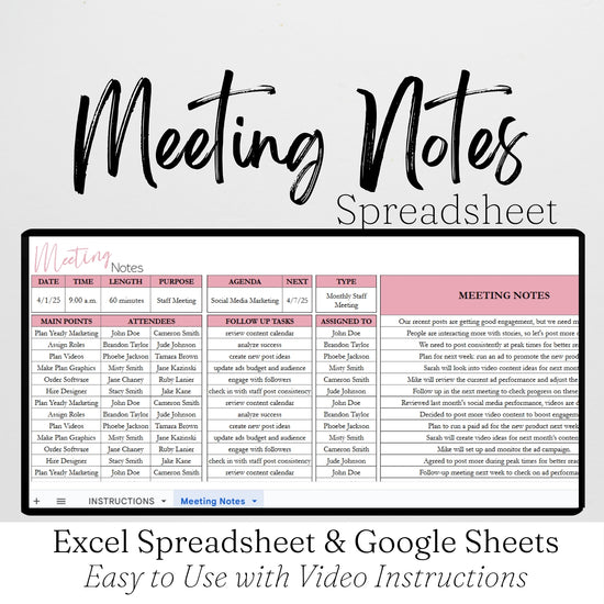 Spreadsheet For Notes Meeting Notes Template Google Sheets and Excel Spreadsheet – Savvy and ...