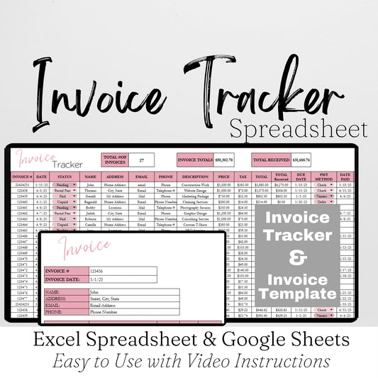 Invoice Tracker Template Google Sheets and Excel Spreadsheet