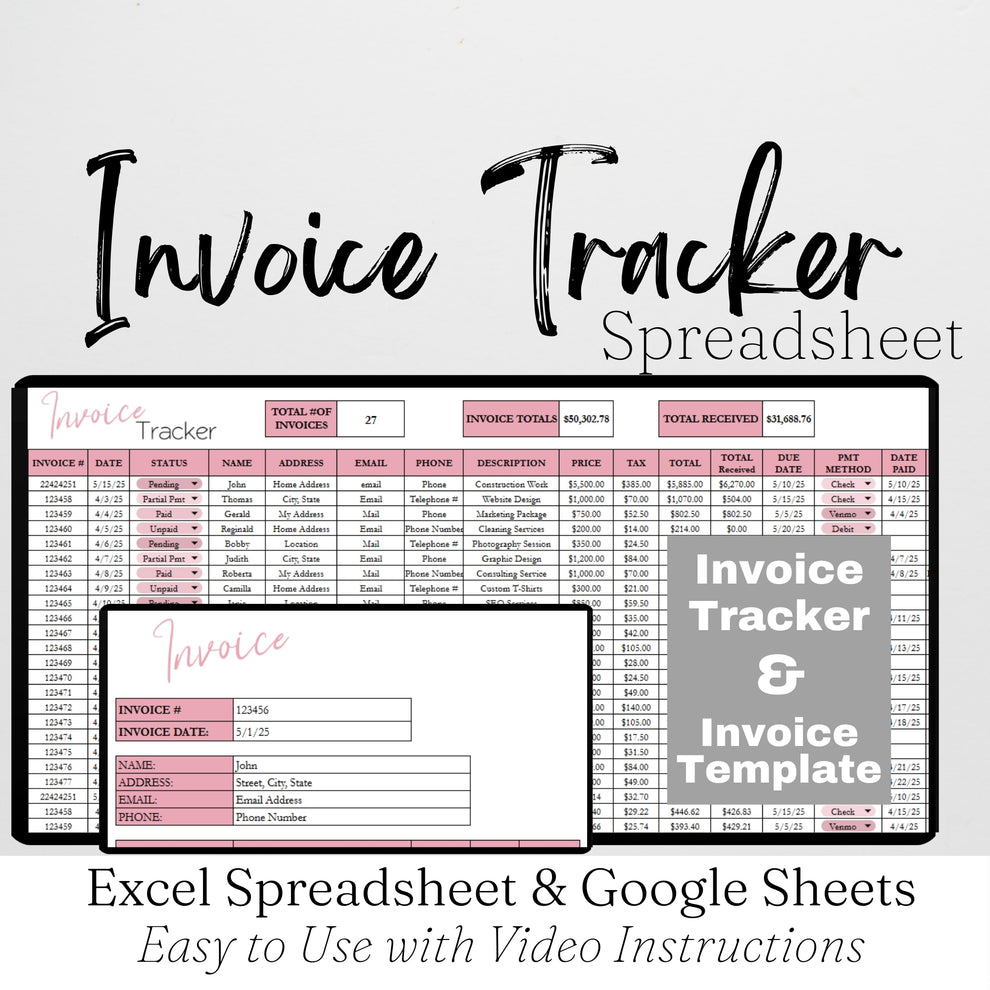 Invoice Tracker Template Google Sheets and Excel Spreadsheet – Savvy ...