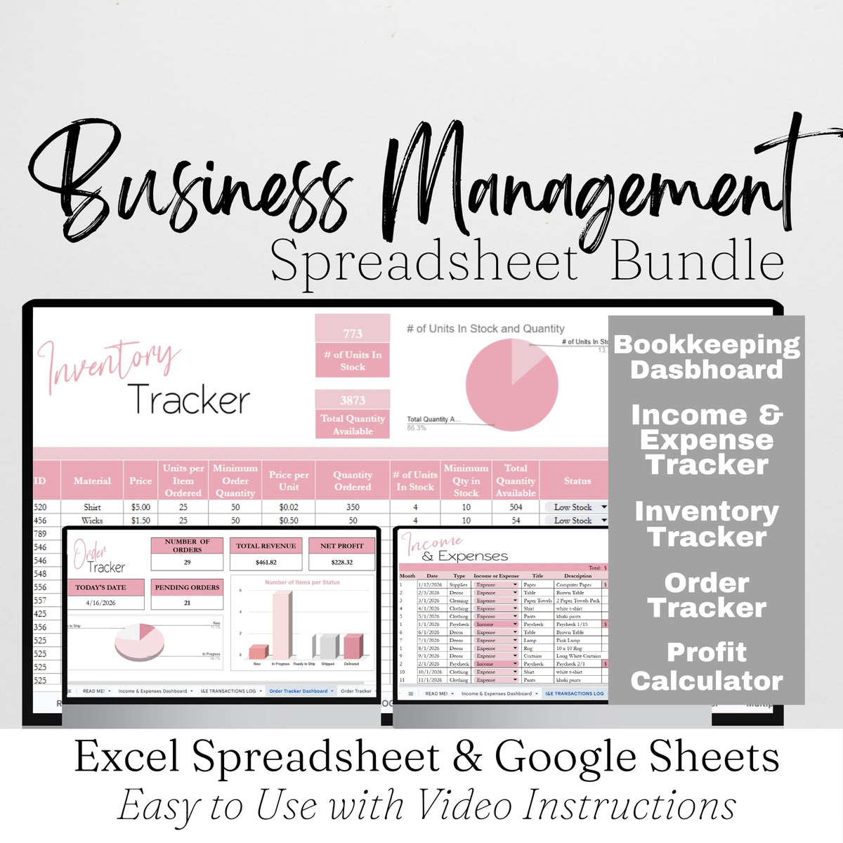 Business Management Template Bundle Google Sheets and Excel Spreadshee ...