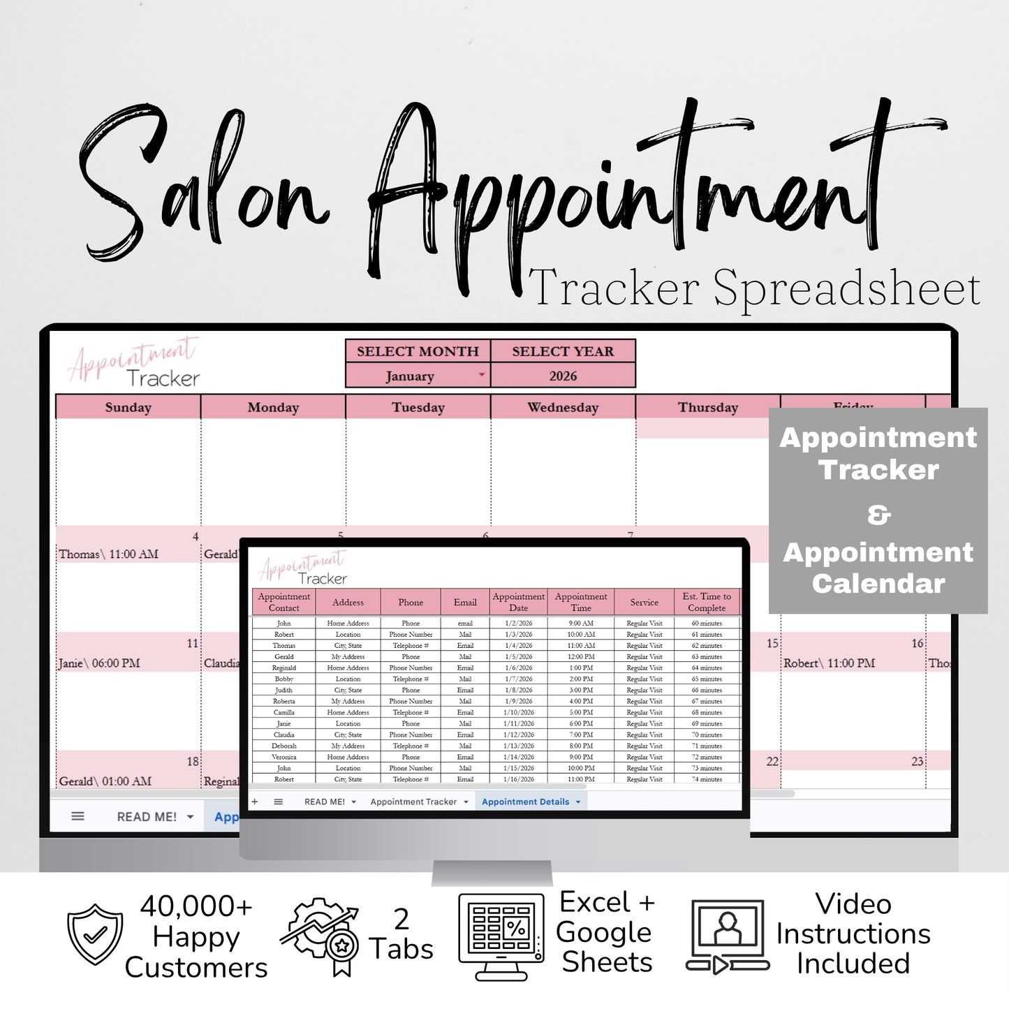 Salon Appointment Tracker Google Sheet Spreadsheet Template