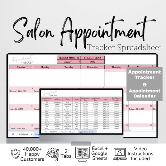 Salon Appointment Tracker Google Sheet Spreadsheet Template