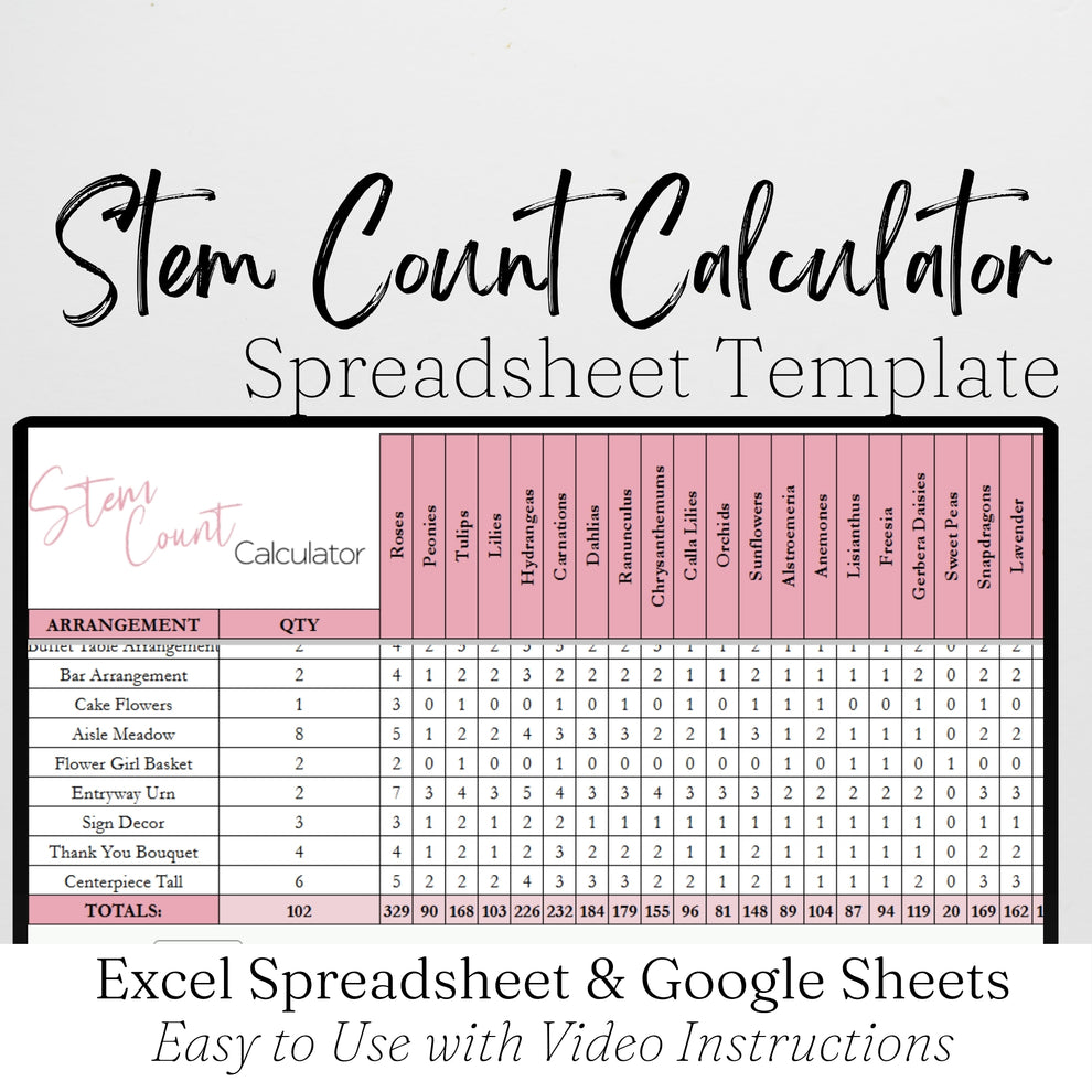 Stem Count Calculator Template for Google Sheets and Excel Spreadsheet ...