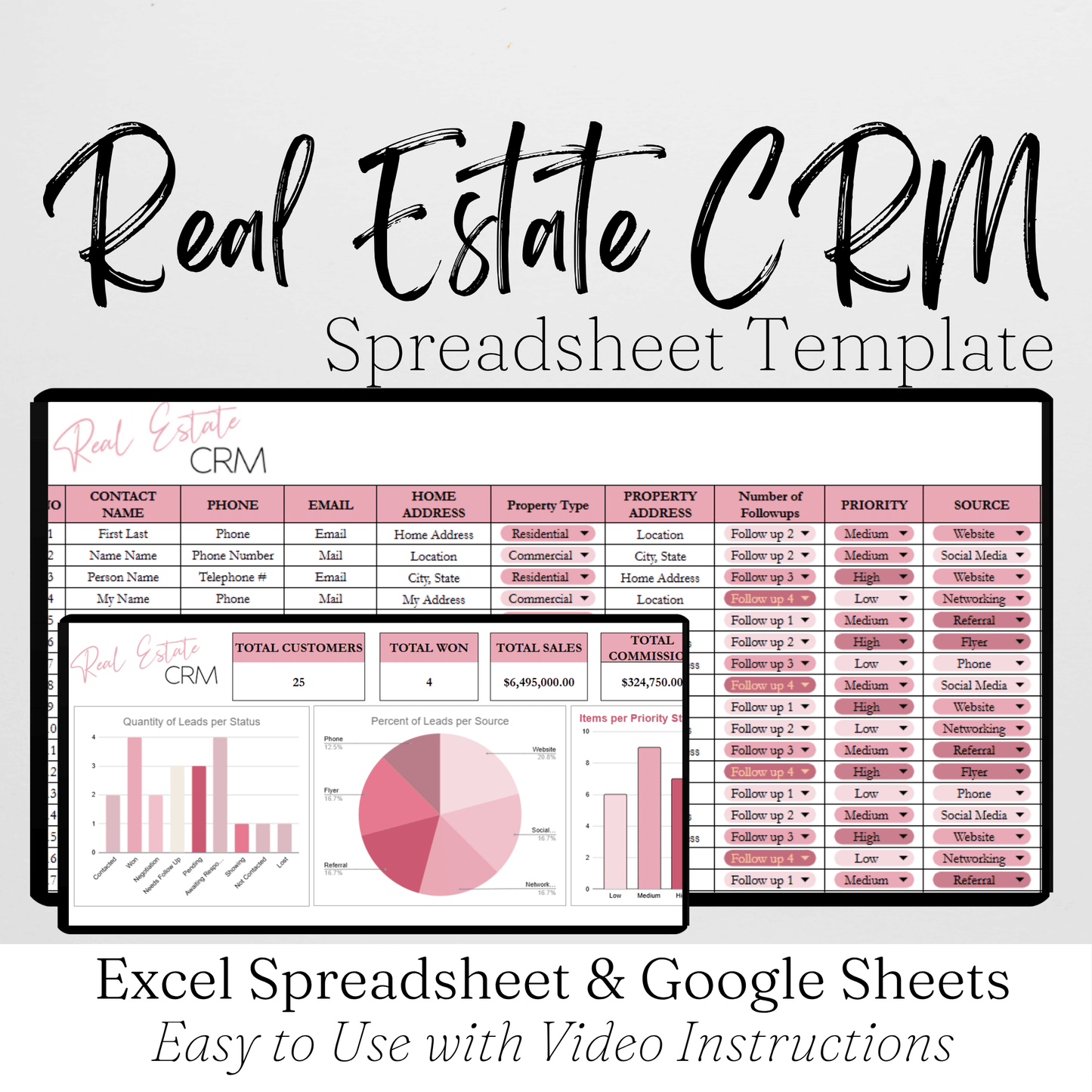 Real Estate CRM Template Google Sheets Excel Spreadsheet