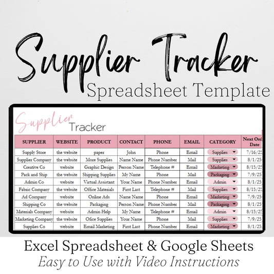 Supplier Tracker Template Google Sheet and Excel Spreadsheet