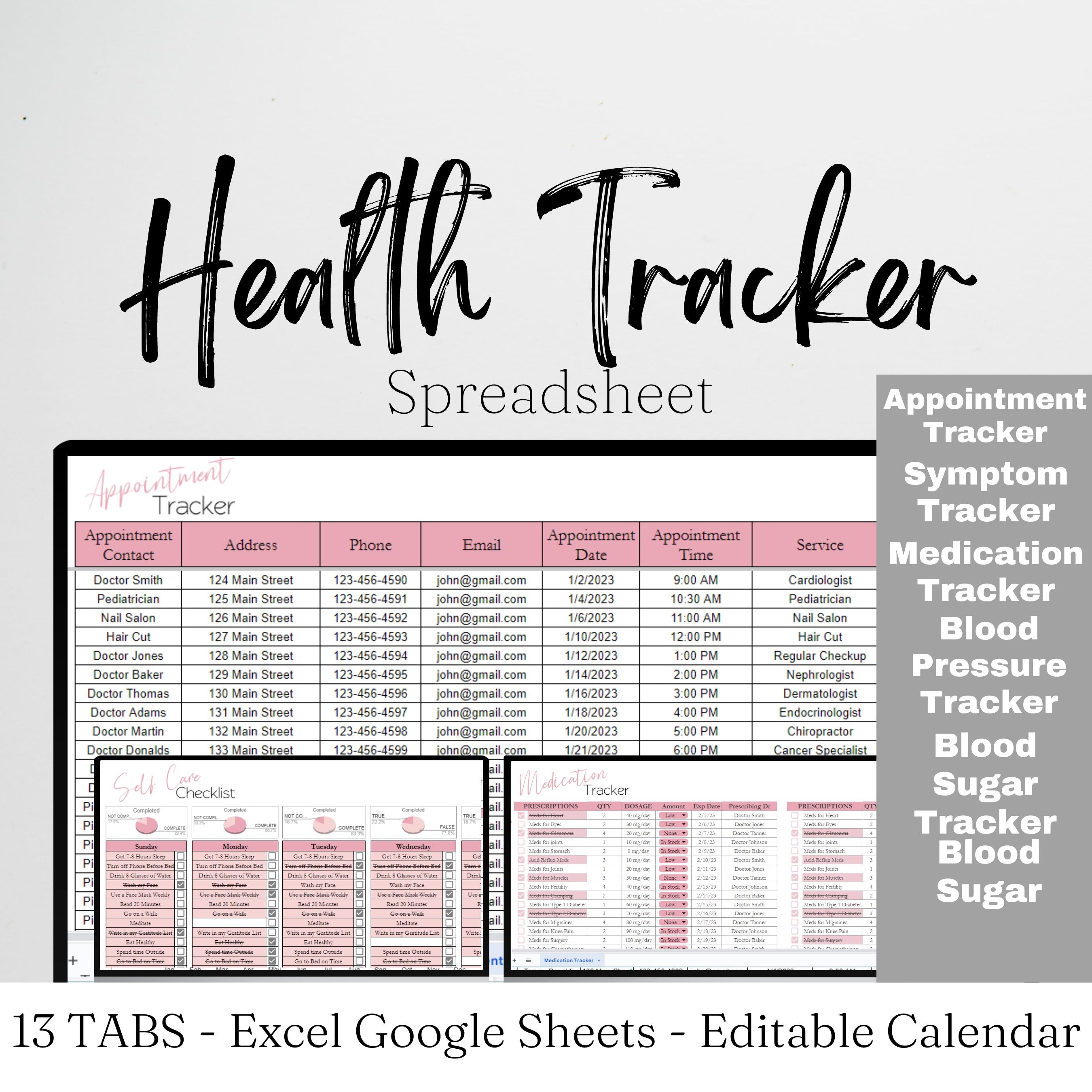 Health Tracker Bundle Google Sheet and Excel Spreadsheet – Savvy and ...