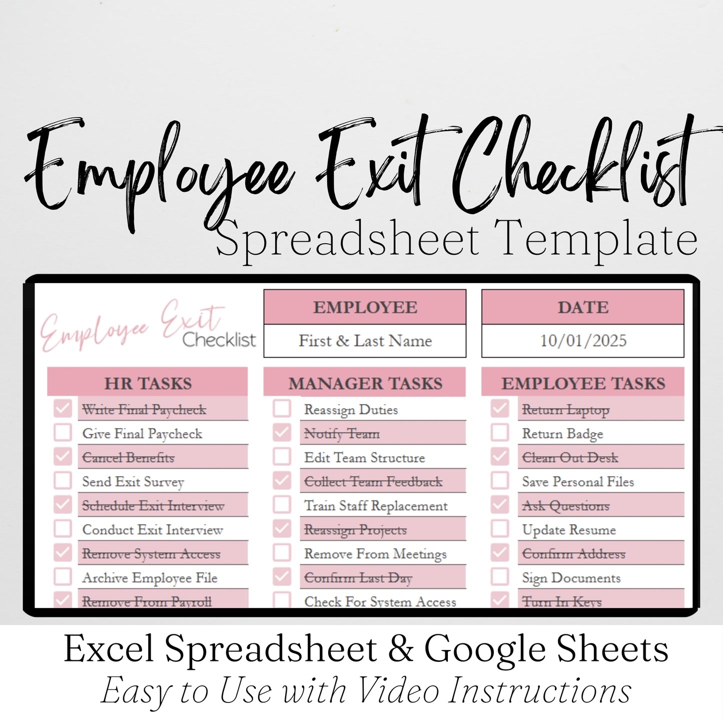 Employee Exit Checklist Template Google Sheets and Excel Spreadsheet