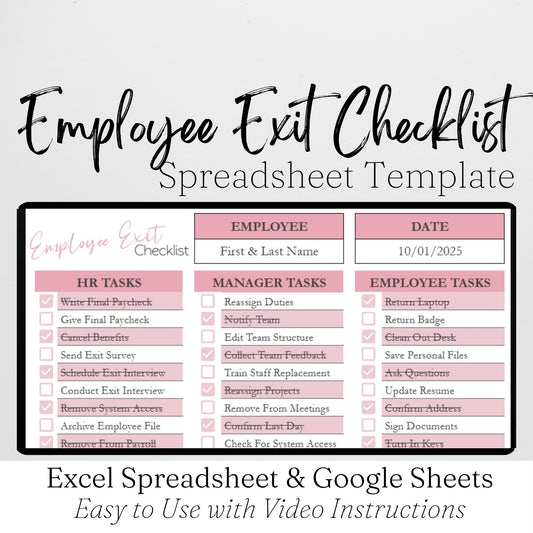 Employee Exit Checklist Template Google Sheets and Excel Spreadsheet
