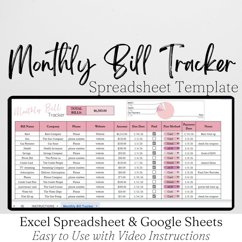 Monthly Bill Tracker Template Google Sheets and Excel Spreadsheet ...