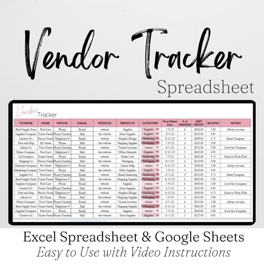 Vendor Tracker Template Google Sheets and Excel Spreadsheet