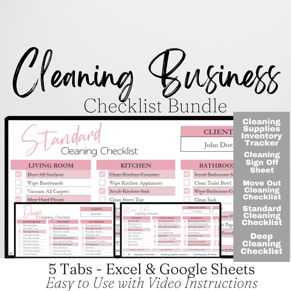 Cleaning Checklist Bundle Template Google Sheets and Excel Spreadsheet ...