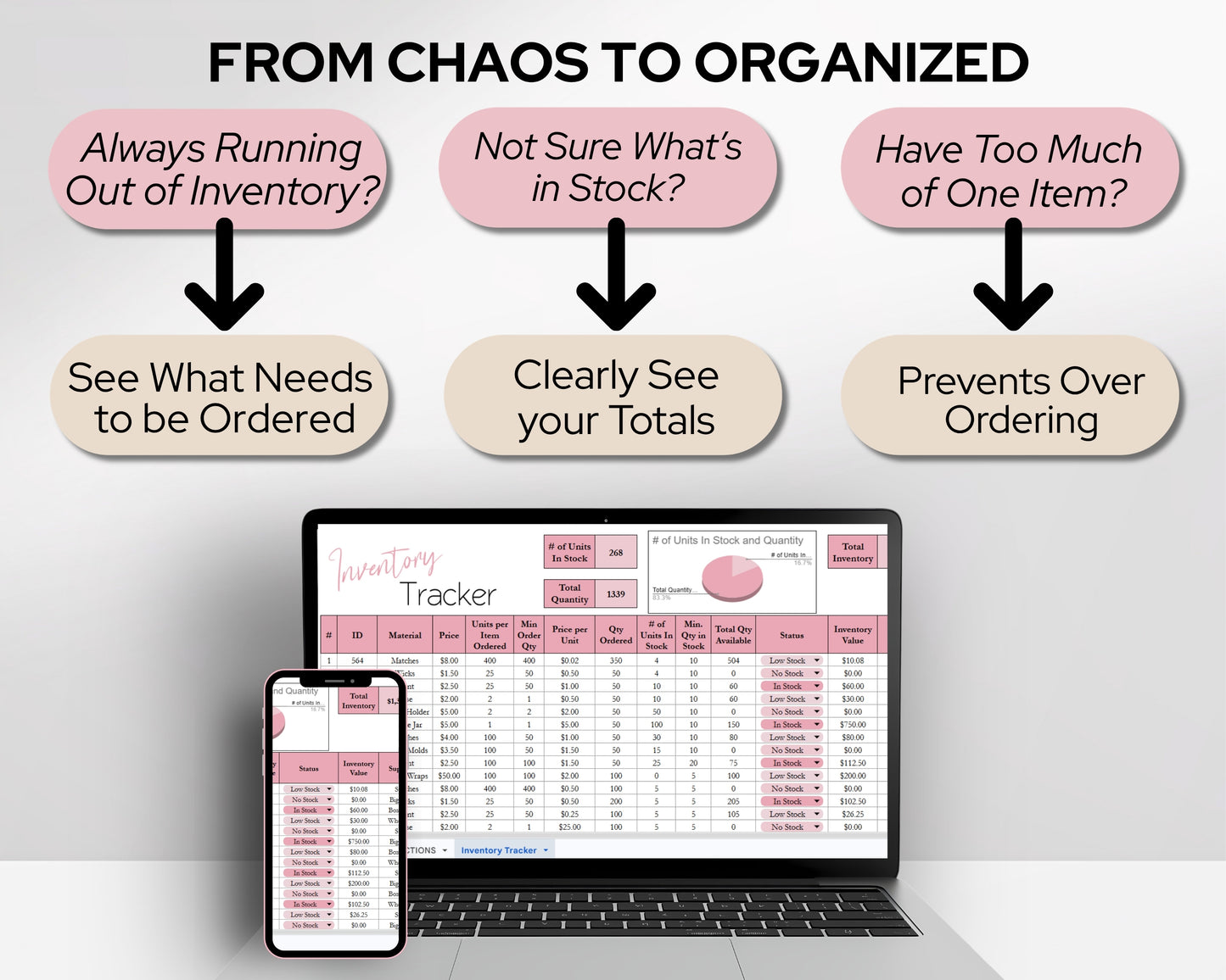 Inventory Tracker Spreadsheet | Inventory Management Template with Stock, Supplier & Purchase Order Tracking for Small Business