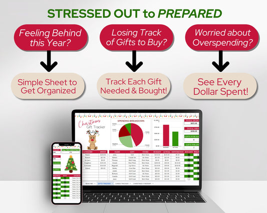 Christmas Gift Tracker Google Sheets and Excel Spreadsheet Template | Holiday Budget Planner | Christmas Shopping List & Wish List