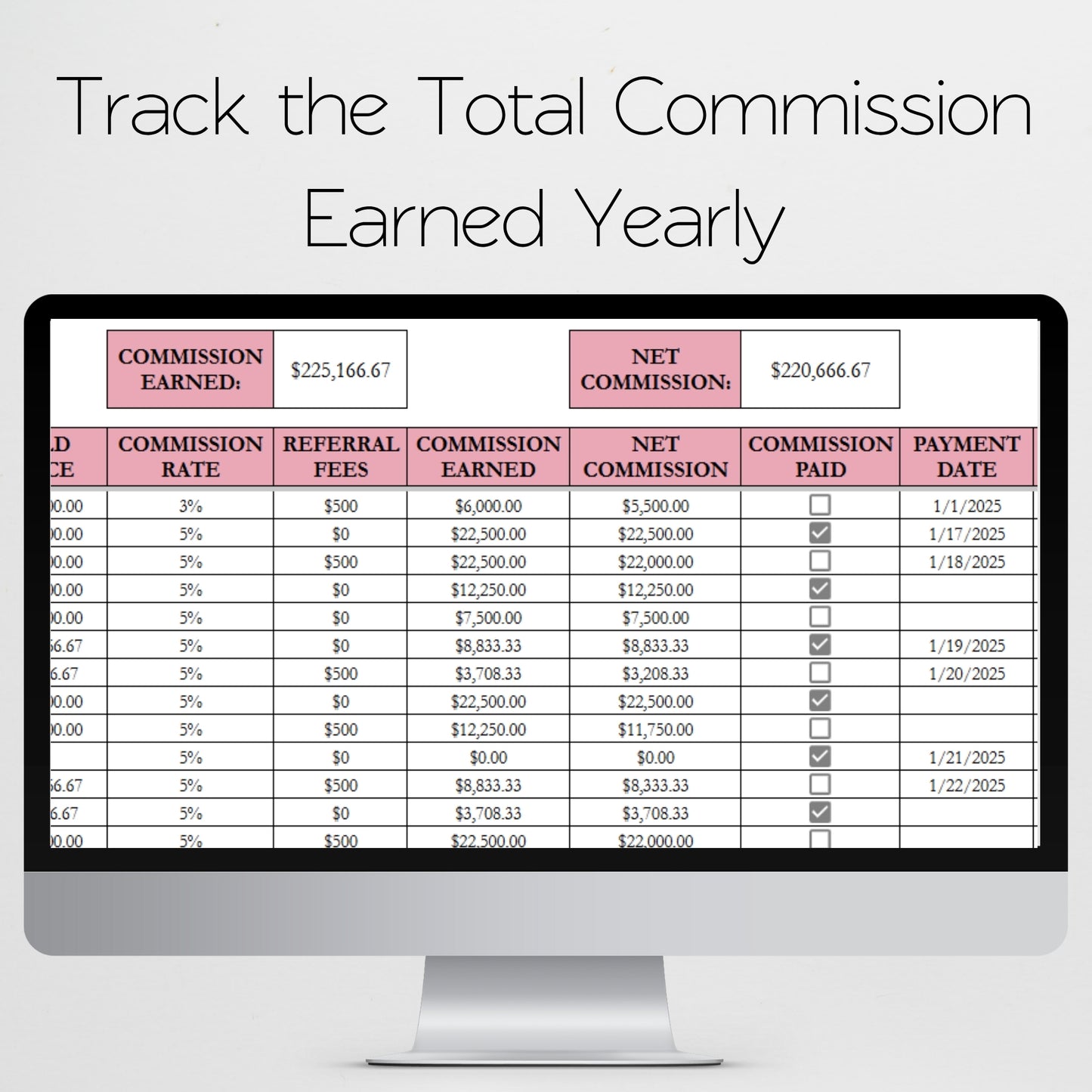 Commission Tracker Template Google Sheet and Excel Spreadsheet