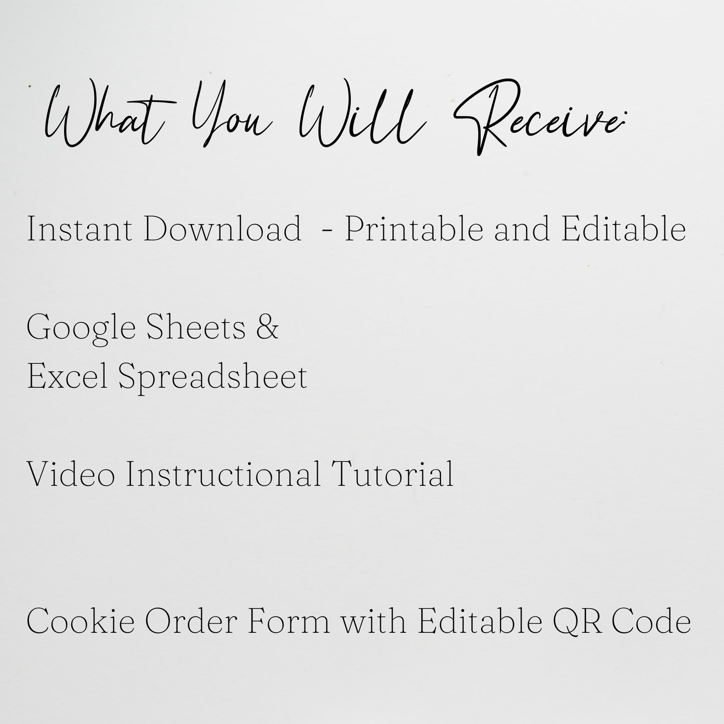 Cookie Order Form Template with QR Code Google Sheets and Excel, Printable Templates