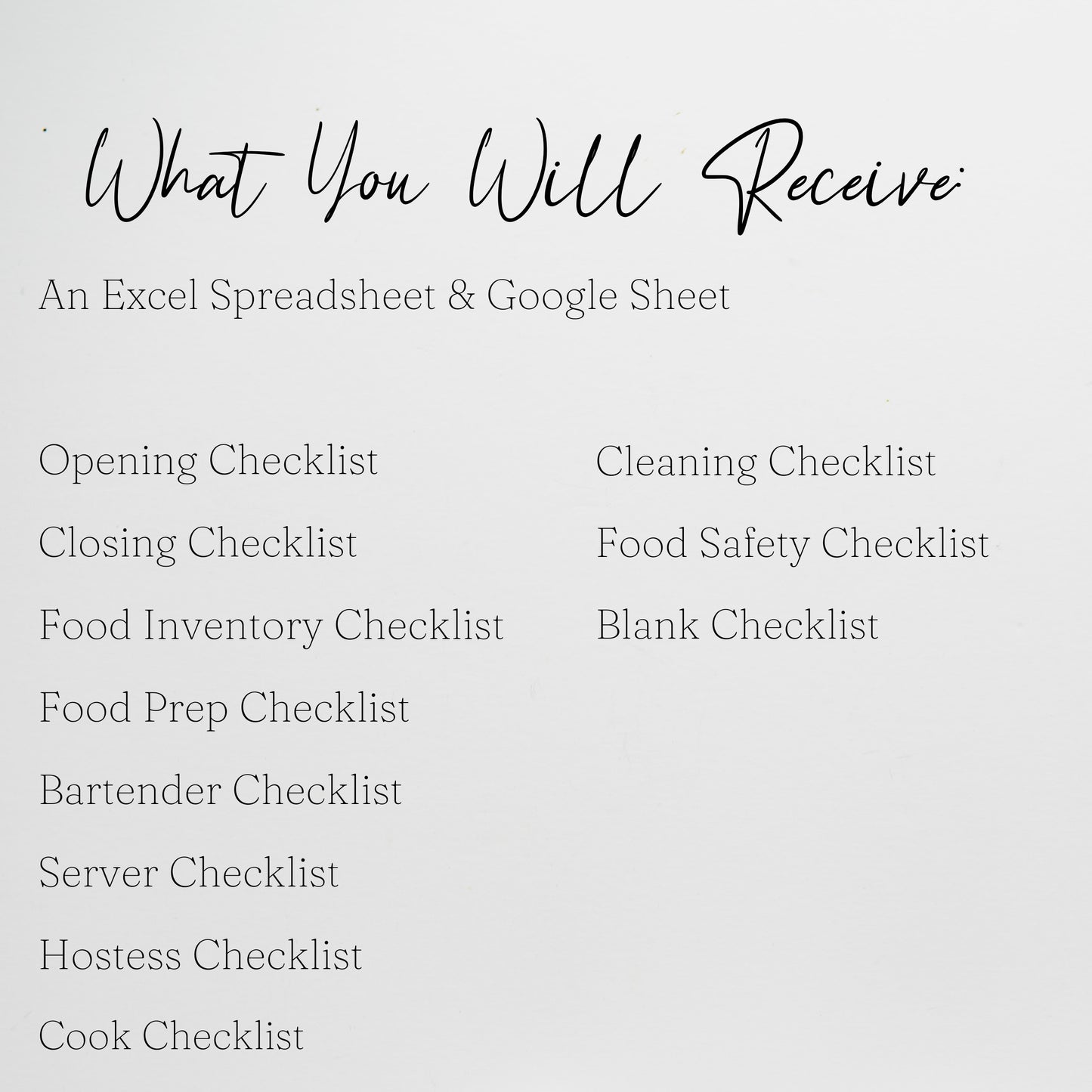 Restaurant Checklist Template Bundle Google Sheets