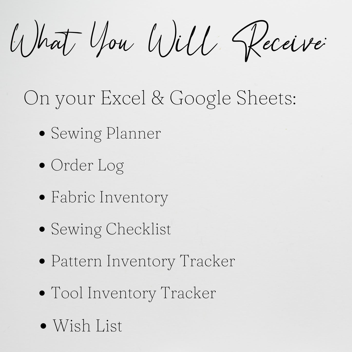 Sewing Planner Template Google Sheet and Excel Spreadsheet