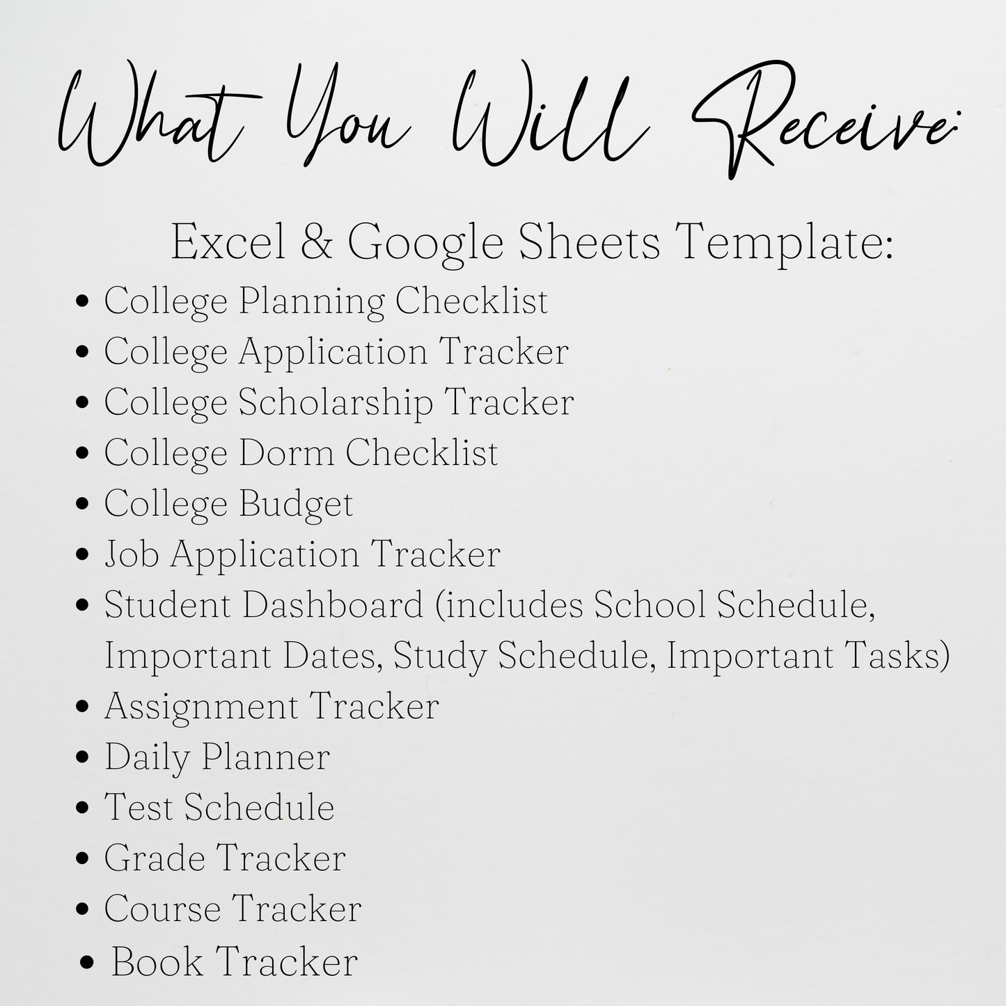 College Planner Template for Google Sheets and Excel Spreadsheet