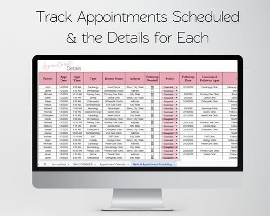 Medical Appointment Scheduler Google Sheets Template | Patient Appointment Tracker & Healthcare Scheduling Spreadsheet