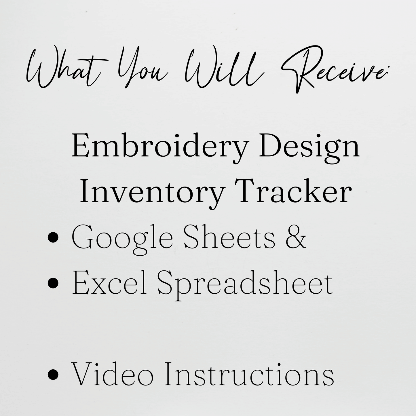 Embroidery Design Inventory Tracker Google Sheets Template and Excel Spreadsheet