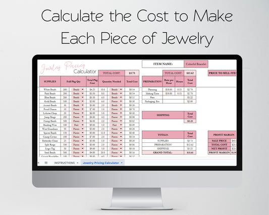 Jewelry Pricing Calculator Google Sheets and Excel | Cost & Profit Spreadsheet for Handmade Jewelry Businesses
