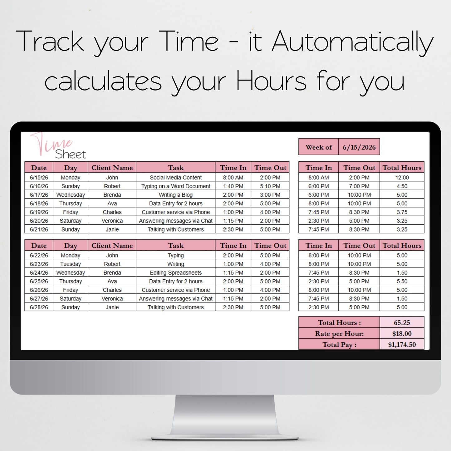Time Sheet Template Google Sheets and Excel Spreadsheet