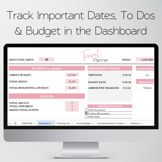 Travel Planner Template Google Sheets and Excel Spreadsheet