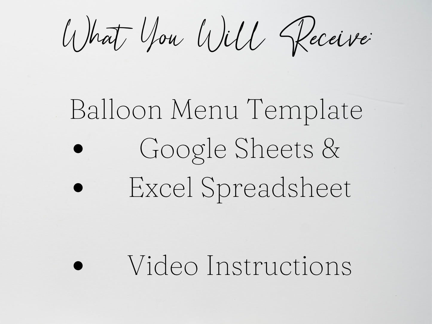 Balloon Menu Template - Google Sheets and Excel Spreadsheet