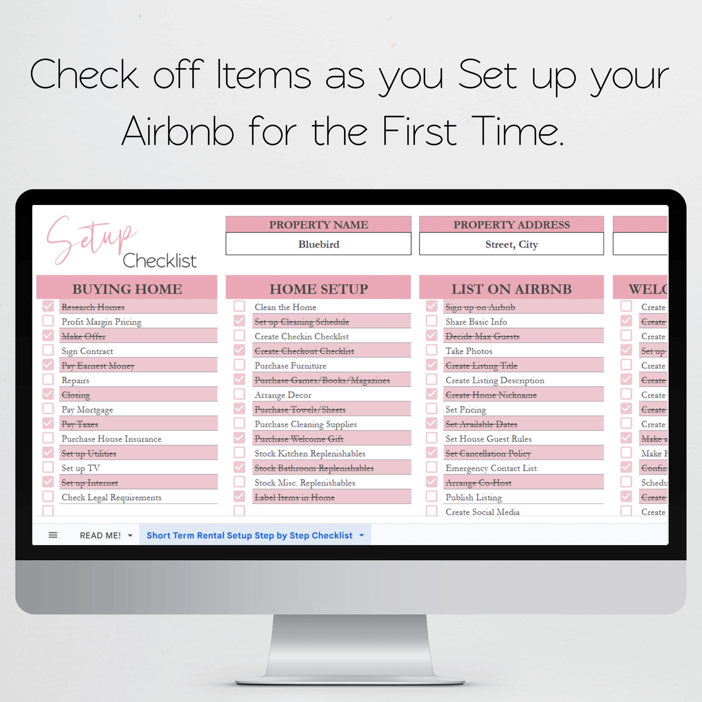 Airbnb Setup Checklist Template Google Sheets Excel Spreadsheet