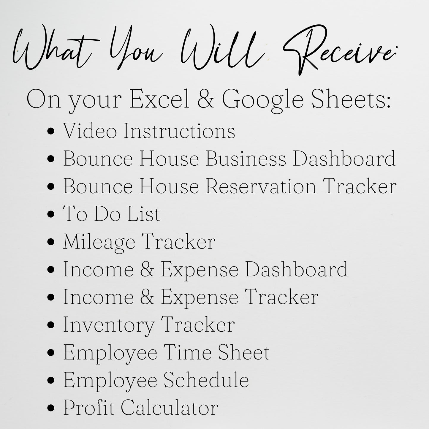 Bounce House Business Planner Template Google Sheet and Excel Spreadsheet