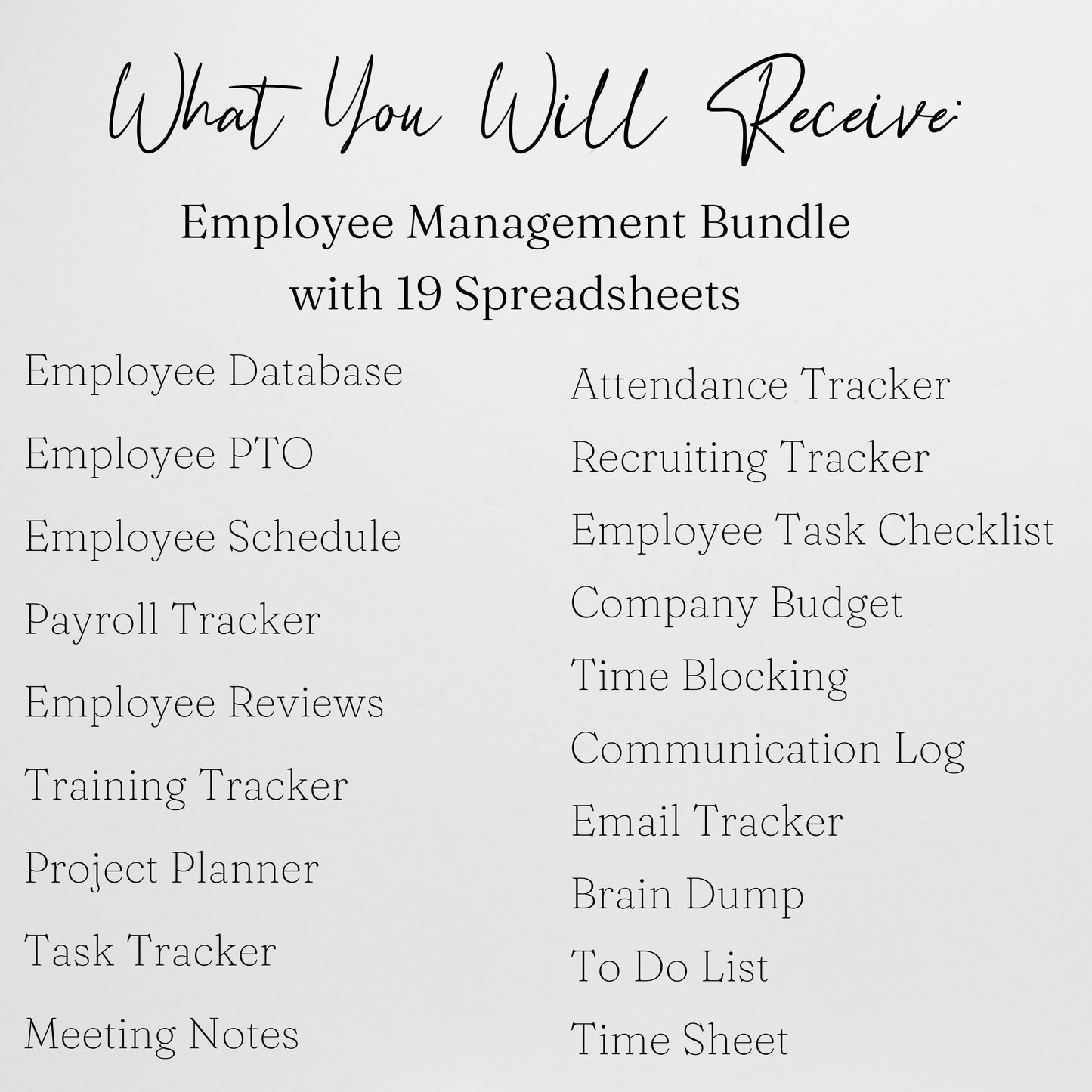 Employee Management Template Planner for Small Business Google Sheet and Excel Spreadsheet Bundle