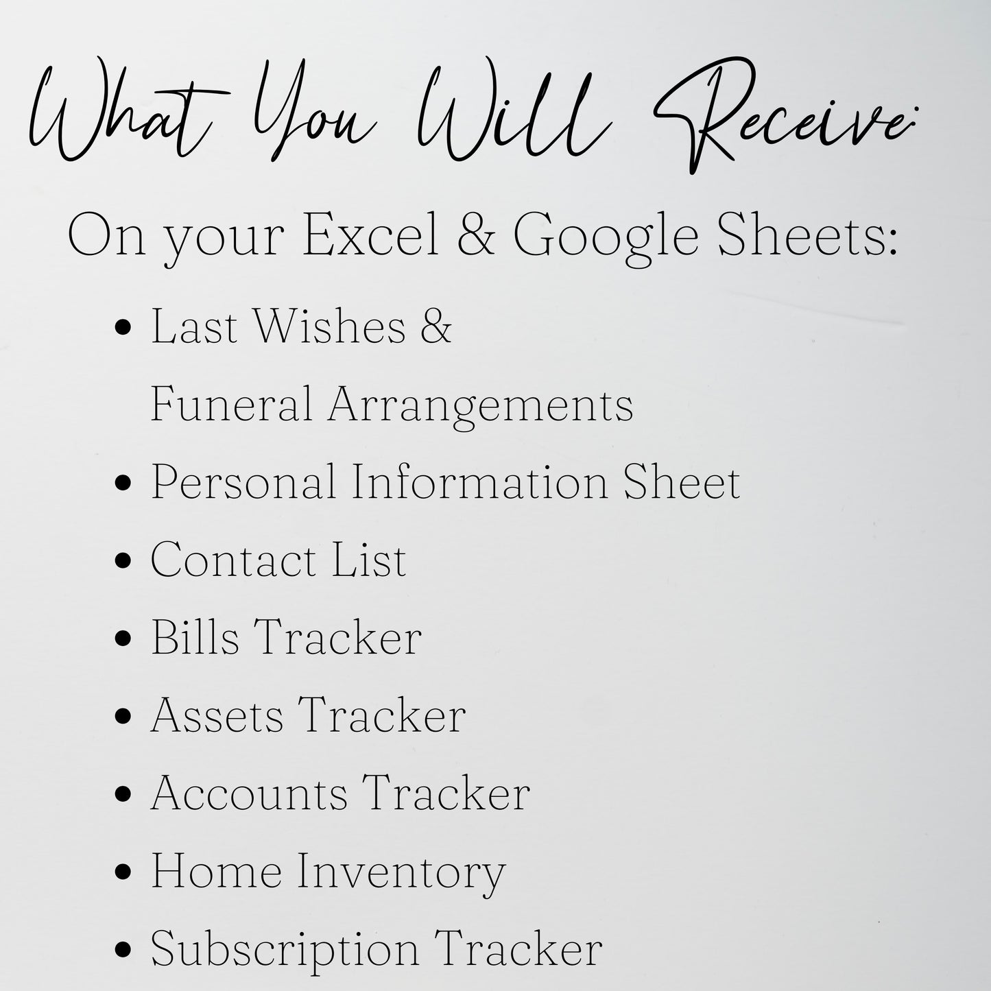 End of Life Planner Google Sheet Template, Death Planner