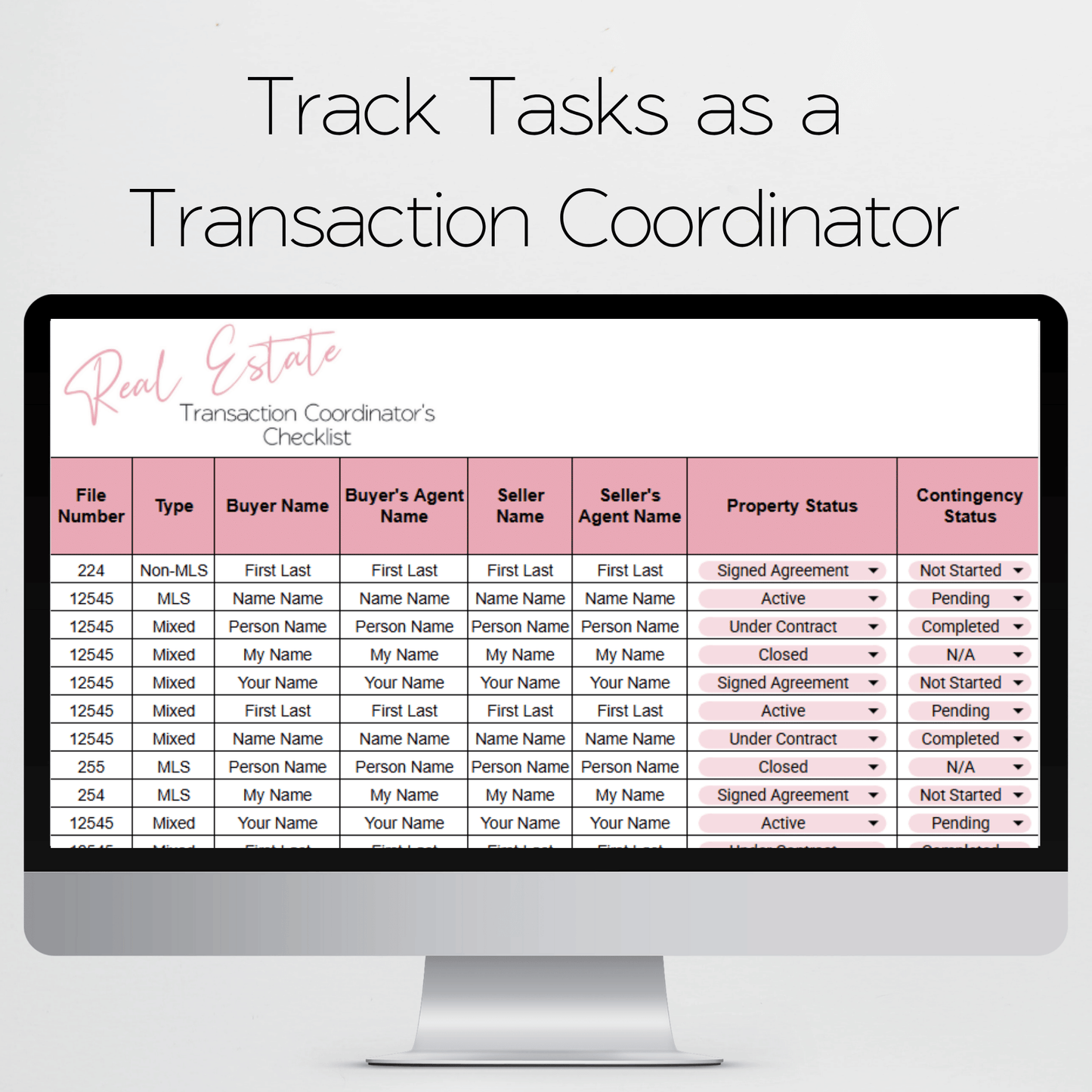 Real Estate Transaction Coordination Checklist Template Google Sheets Excel Spreadsheet