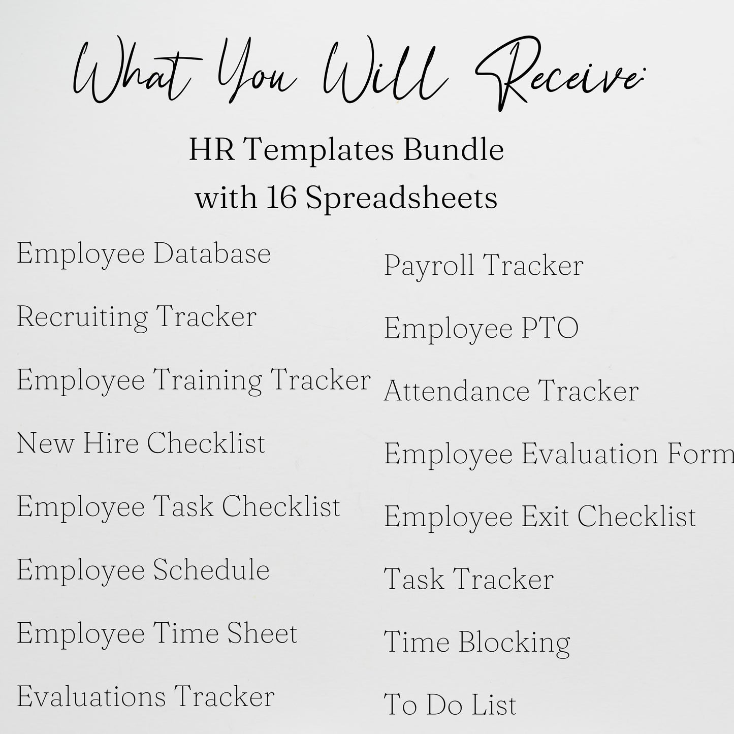 HR Templates for Small Business Google Sheet and Excel Spreadsheet Bundle