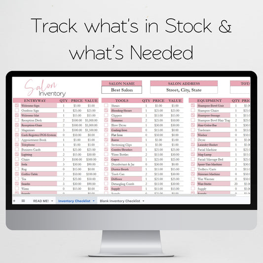 Salon Inventory Tracker Google Sheet and Excel Spreadsheet Template