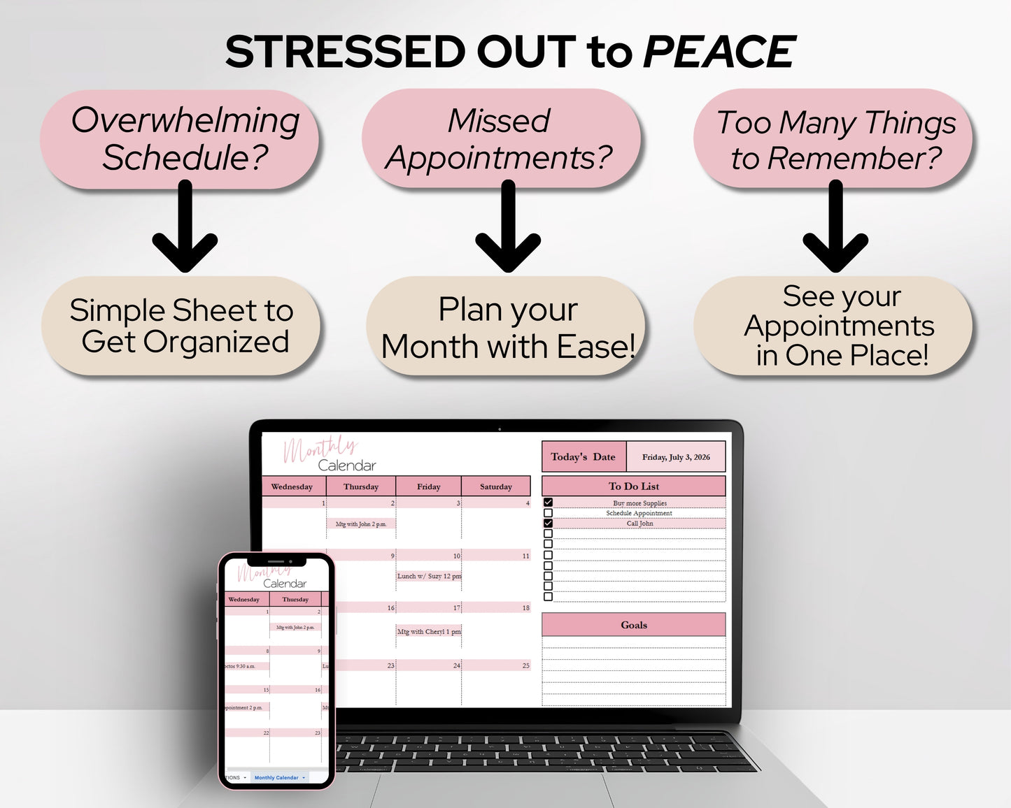 Google Sheets Monthly Calendar | Digital Planner Template with Recurring Weekly Schedule - Google Sheet and Excel Spreadsheet Template