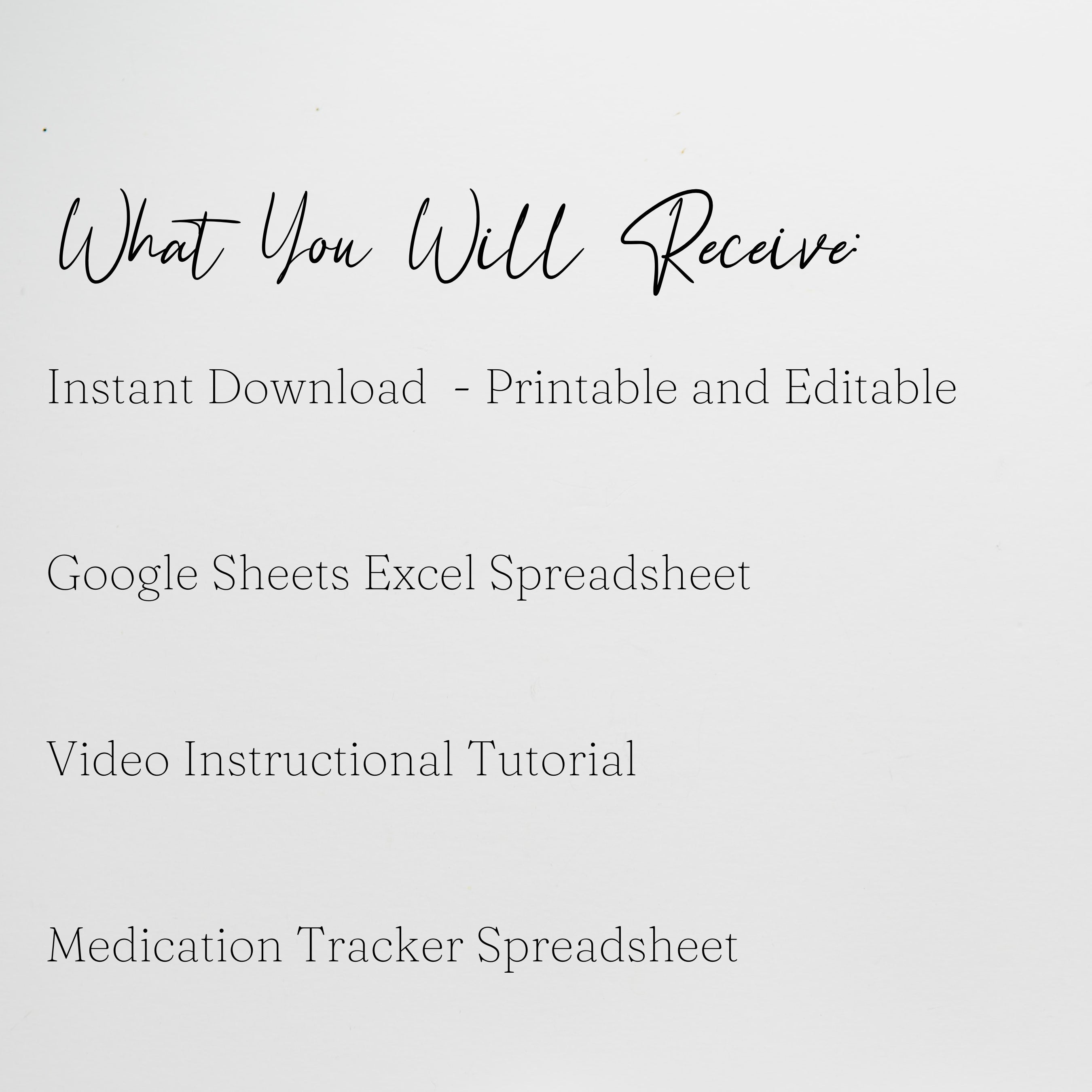 Medication Tracker Google Sheet and Excel Spreadsheet – Savvy and Thriving