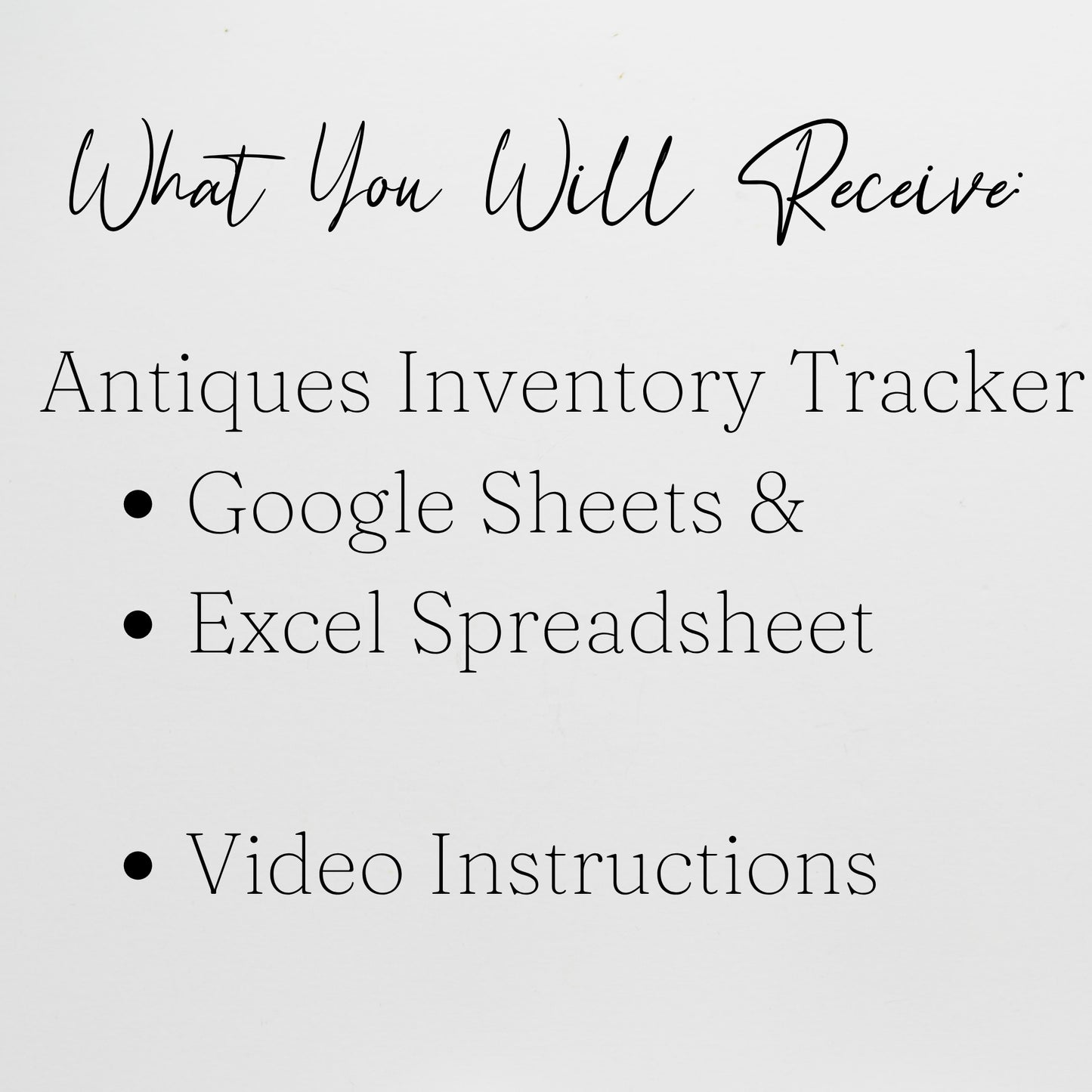 Antiques Inventory Tracker Template Google Sheets and Excel Spreadsheet