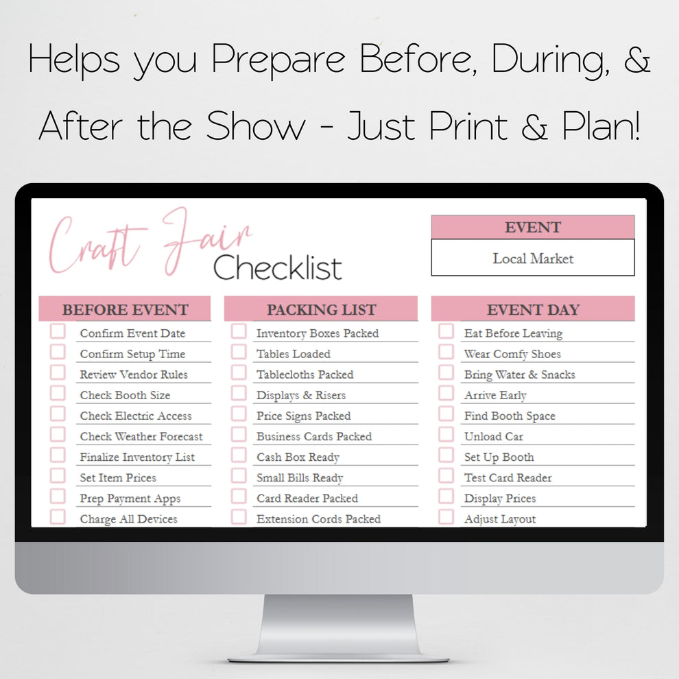 Craft Fair Checklist Template Google Sheets and Excel Spreadsheet ...