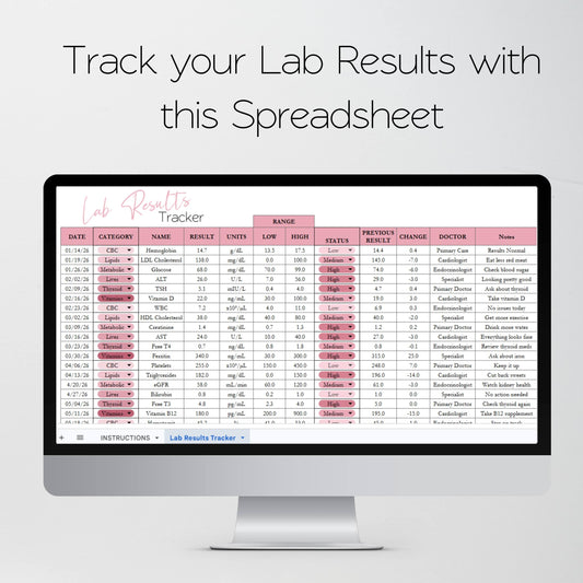 Lab Results Tracker Template | Google Sheets & Excel Spreadsheet for Bloodwork, Health & Medical Tracking