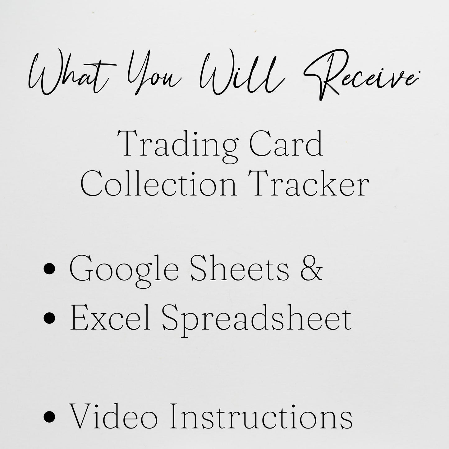 Trading Card Collection Tracker Spreadsheet Google Sheets and Excel