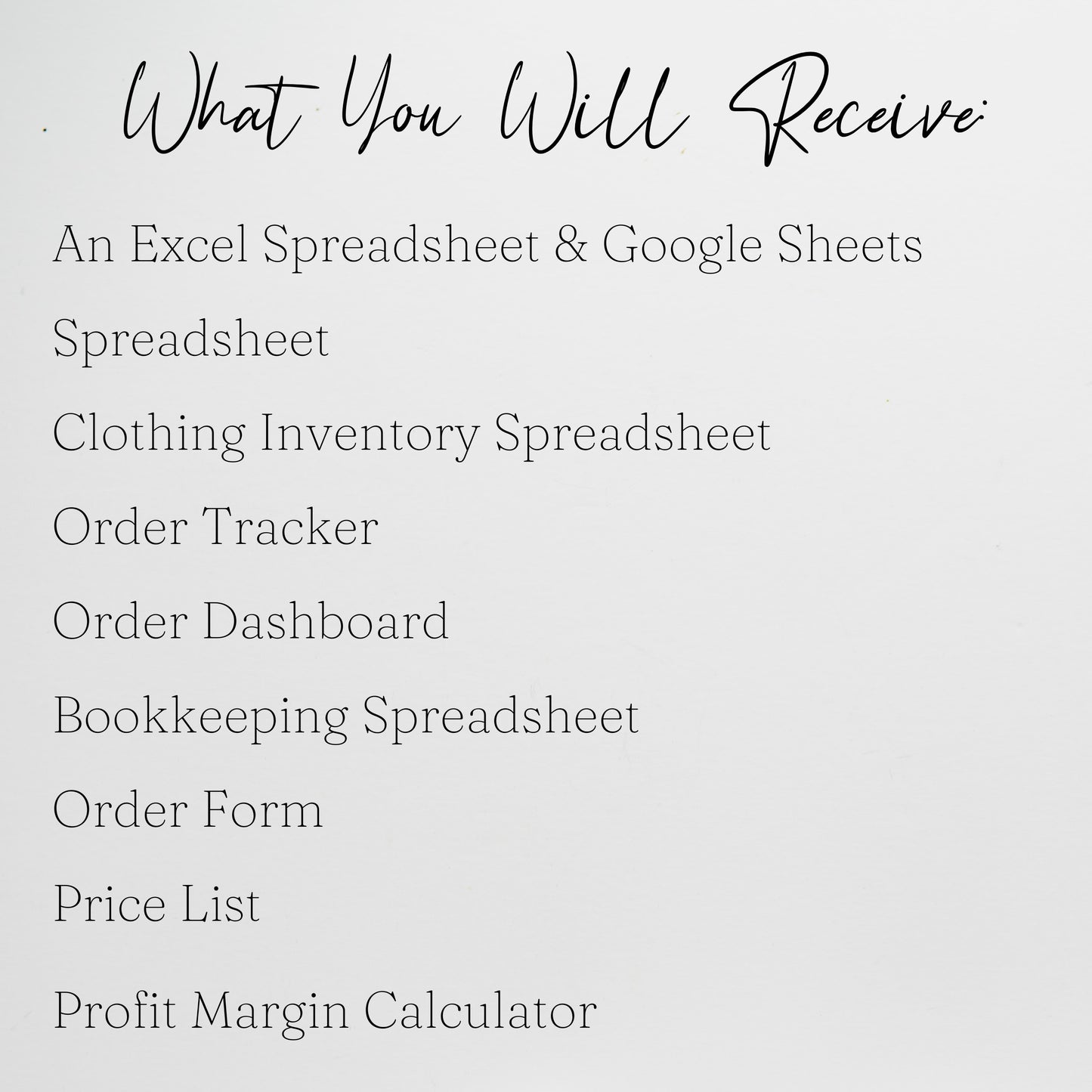 Clothing Business Excel Template, Clothing Business Bundle Google Sheets