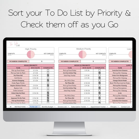 Home Management Bundle Template Google Sheets and Excel Spreadsheet