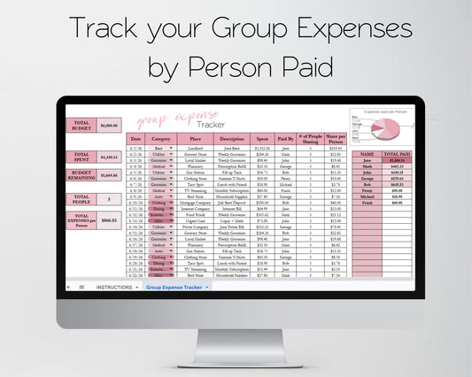 Group Expense Tracker Spreadsheet (Google Sheets & Excel) | Shared Travel Budget Template for Teams, Friends & Group Trips