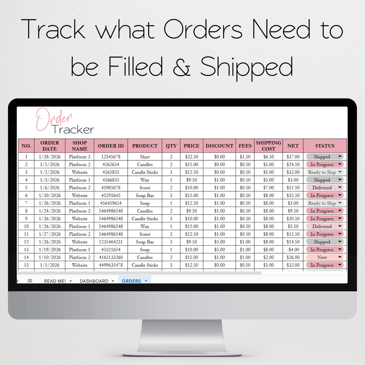 Order Tracker Template Google Sheets and Excel Spreadsheet – Savvy and ...