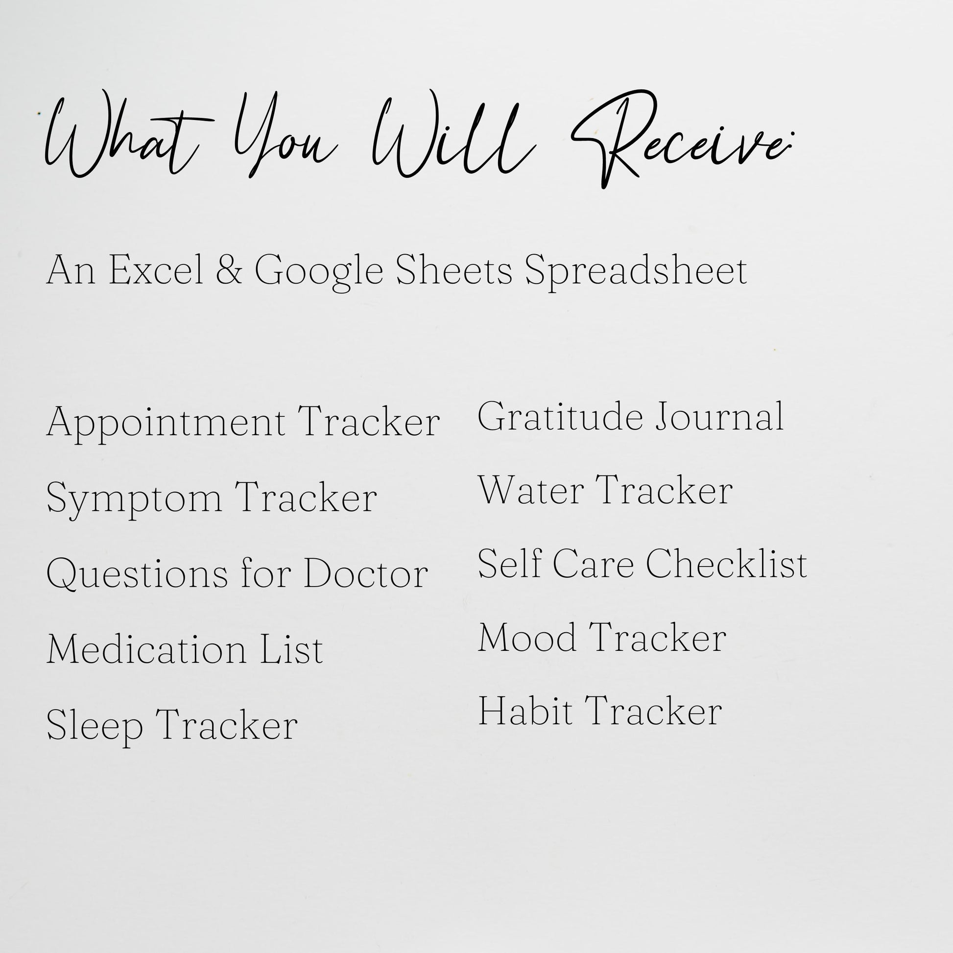 Mental Health Tracker Bundle Google Sheet and Excel Spreadsheet