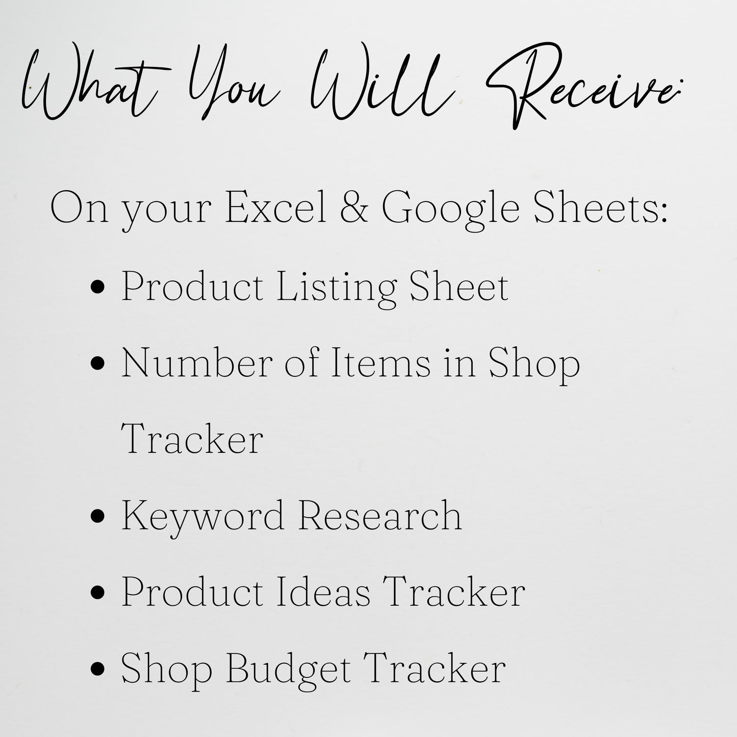 Product Listing Template Organization Sheet for Etsy - Google Sheet